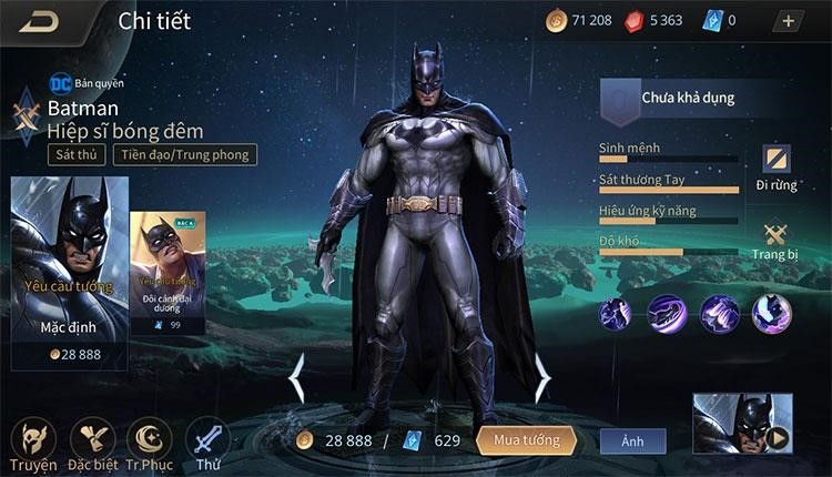 Hướng dẫn cách chơi Batman trong Liên Quân Mobile được xem là một trong những phong cách chơi đa dạng và độc đáo nhất trong game. Với khả năng võ thuật cực mạnh, Batman có thể tự tin đối đầu với bất kỳ kẻ thù nào trên chiến trường. Ngoài ra, kỹ năng đặc biệt của anh cũng giúp tạo ra những pha combo cực mạnh và đẹp mắt.